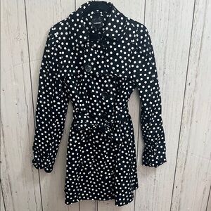 My Michelle Black and Cream Polka Dot Coat